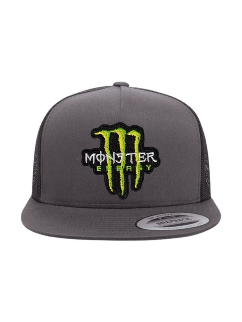 Monster Energy Racing YP Flat Bill Trucker Hat Mesh Back Snapback Charcoal/black